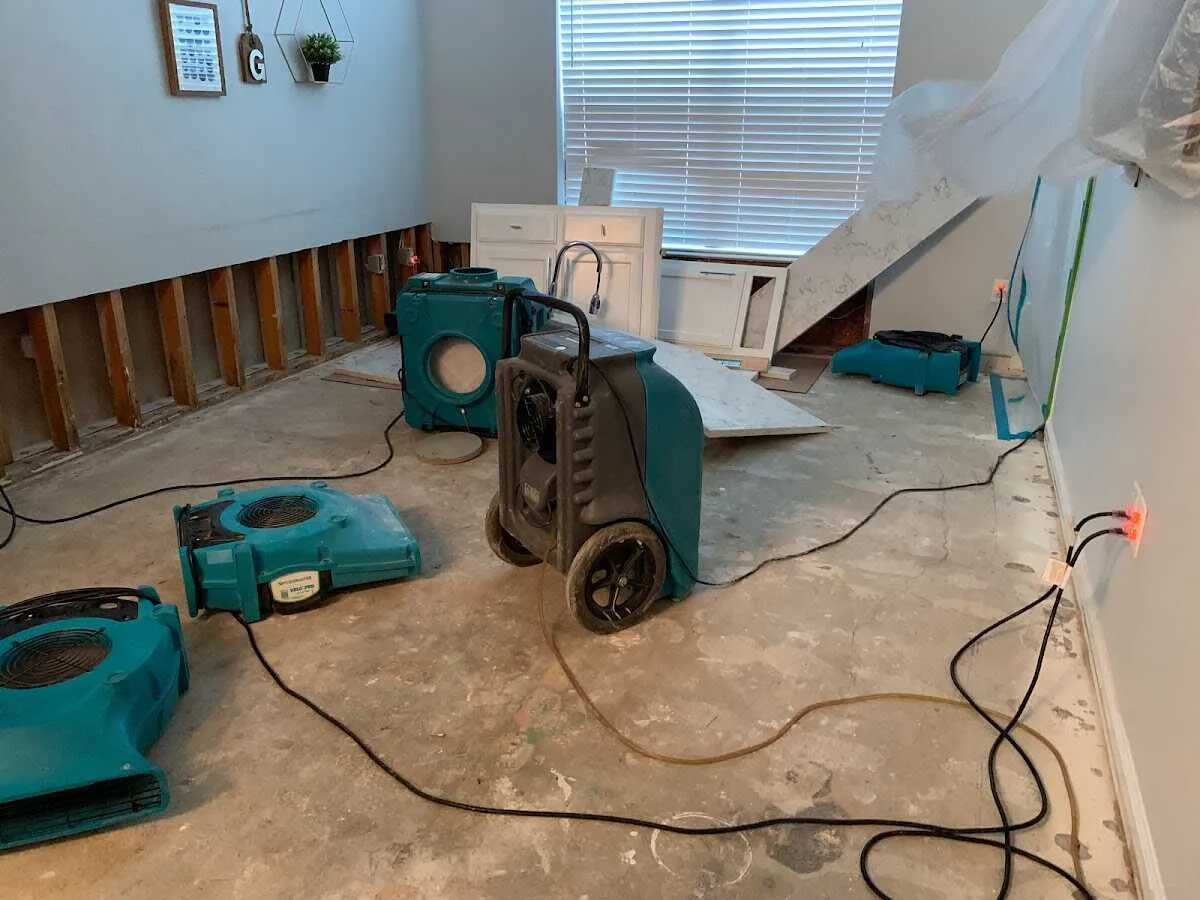 Dehumidifier in flood-cut room for Water Extraction & Removal in Kuna